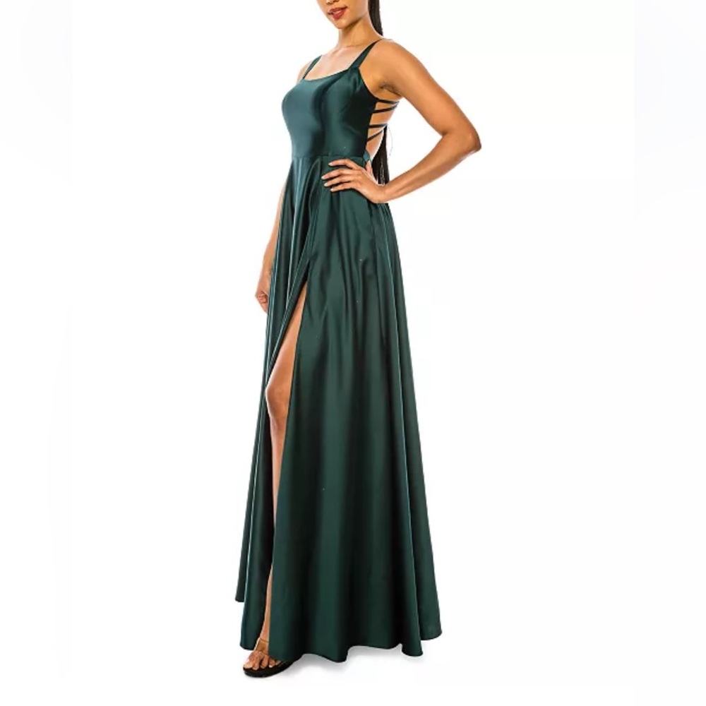B Darlin Dark Green Maxi Dress - Picture 3 of 7
